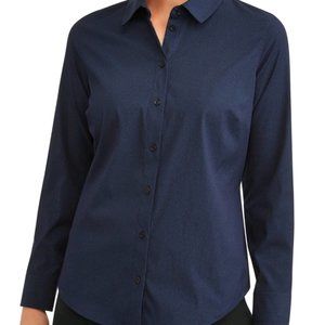 TIME and TRU Women's Basic Button Front Shirt - blue cove